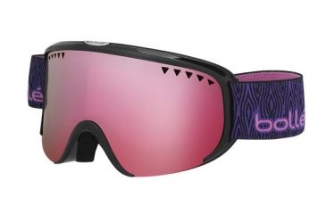 Image of Bolle Scarlett Ski/Snowboard Goggles,Shiny Black Purple Wood Frame,Vermillon Gun Lens 21330