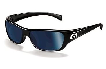 Image of Bolle Crown Sunglasses 11325, Shiny Black Frame, Polar Off Shore Blue Lens