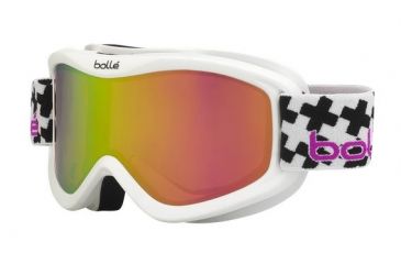 Image of Bolle Volt Plus Ski/Snowboard Goggles,Matte White Cross Frame,Rose Gold Lens 21361