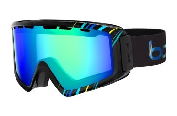Image of Bolle Z5 OTG Goggles, Shiny Black and Blue Frame, Green Emerald Lens, 21498