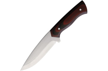Image of BORDO Potter Satin Fixed Blade Knife, 8.75in Overall, 2.5in, Stainless Steel, Satin Blade, Black/Red Wood Handle, Leather Sheath, POTTER RUSTY STEEL