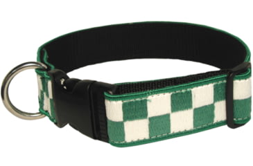 Image of Boston Leather 1 1/2 Decorative Embroidered Collar, Green/white - 8152-5