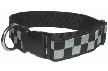 Image of Boston Leather 1 1/2 Decorative Embroidered Collar, Silver/black - 8153-5