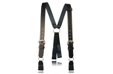 Image of Black Leather Fireman Suspenders for Inside Loop Attachment