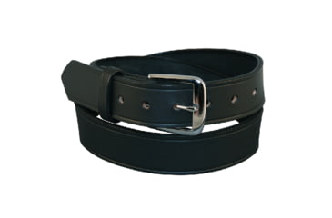 Image of Boston Leather 1 1/2 Lined Off Duty Belts - Mens, Nickel, Nickel Buckle, Hi Gloss, Black, 32 in, 6582-2-32