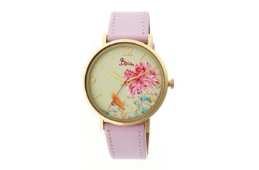 Image of Boum Mademoiselle Floral-Dial Watch, Gold/Lavender, Standard BOUBM3004
