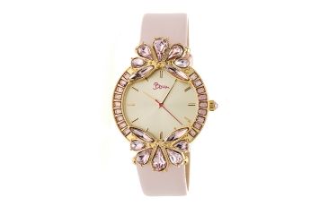 Image of Boum Precieux Crystal Bezel Leather-Band Watch, Light Pink, Standard BOUBM4205