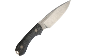 Image of Bradford Knives Guardian 3 Fixed Blade Knife, 6.75in Overall, 3.5in Stonewash Aeb-L SS Blade, Black Canvas Micarta Handle, Brown Leather Belt Sheath, Black, 3FE-101-AEBL