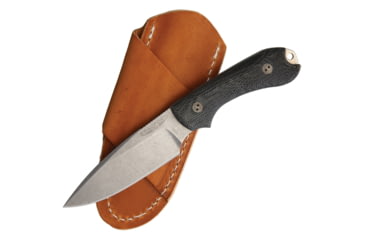 Image of Bradford Knives Guardian 3 Fixed Blade Knife, 6.75in Overall, 3.5in Stonewash Aeb-L SS Blade, Black Canvas Micarta Handle, Brown Leather Belt Sheath, Black, 3FE-101-AEBL