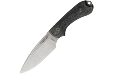 Image of Bradford Knives Guardian 3 Fixed Blade Knife, 6.75in Overall, 3.5in Stonewash Aeb-L SS Blade, Black Canvas Micarta Handle, Brown Leather Belt Sheath, Black, 3FE-101-AEBL