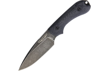 Image of Bradford Knives Guardian 3 Nimbus 3D Fixed Blade Knife, 6.75in Overall, 3.5in Nimbus Finish Bohler N690 SS Drop Point, Black Canvas Micarta Handle, Brown Leather Belt Sheath, Black, 3FE-101N-N690