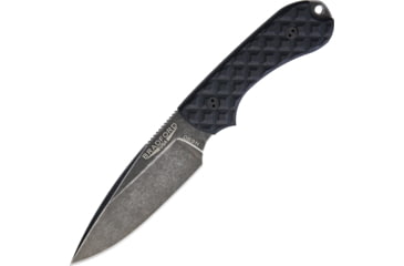 Image of Bradford Knives Guardian 3 Nimbus Fixed Blade Knife, 6.75in Overall, 3.5in Nimbus Finish N690 SS Drop Point, Black Sculpted G10 Handle, Sabre Gound Blade, Brown Leather, Black, 3FE-001N-N690