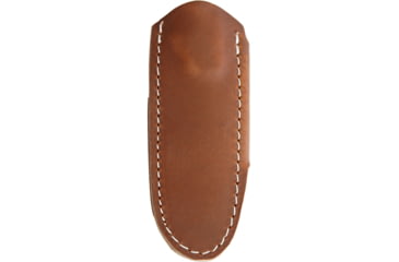 Image of Bradford Knives Guardian 3 Tiger Stripe, 6 3/4in Fixed Blade Knife, 6.75in Overall, 3.25in Stonewash N690 SS Drop Point, Textured G10 Handle, Black/Orange Handle, Brown Leather, 3FE-006-N690