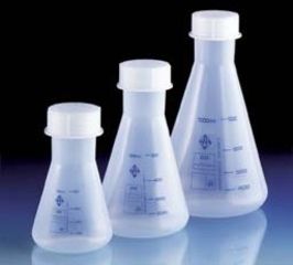 Image of BrandTech Erlenmeyer Flasks with Screw Caps, PMP, BrandTech V670941 Polypropylene Flasks