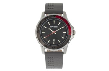 Image of Breed Revolution Leather-Band Watch w/ Date, Light Grey, One Size, BRD8304