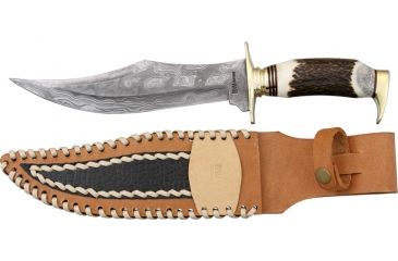 Image of Brian Wilhoite Gator Getter Fixed Blade Knife, 9in, Bowie, Round Design Stag Handle BWC13