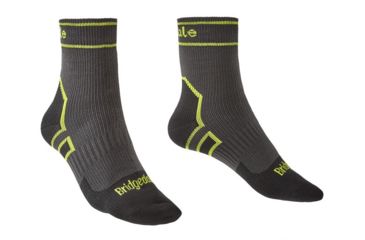 Image of Bridgedale Lightweight Ankle Plus Socks - Mens, Dark Grey/Lime, Large, 710090-826-L