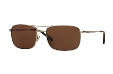 Image of Brooks Brothers BB4035S Sunglasses 155873-59 - Silver Frame, Dark Brown Solid Lenses