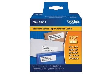 Image of Brother DK1201 Labels Standard White 1.1x3 5 Roll Of 400