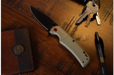 Image of Browning Buckmark Slim Folding Knives, 3.125in, D2 High Carbon Steel, Drop Point, Sage Laminate Handle, N, 3220513
