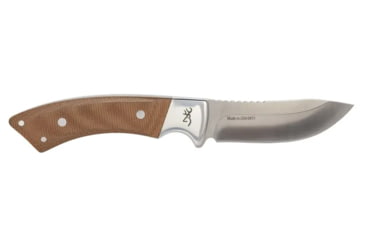 Image of Browning Guide Series Fixed Blade Knife, 3.625in, Sandvik 14C28N, Skinner, G10 Handle, Split Grain Leather, 3220451