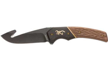 Image of Browning Hunter Fixed Blade Knife, 3.5in, 440-C, Gut Hook Blade, Wood Handle, 3220396