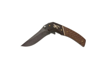 Image of Browning Hunter Folding Knife - Box, 3.5in, 440-C, Straight Back, Wood Handle, N, 3220392B
