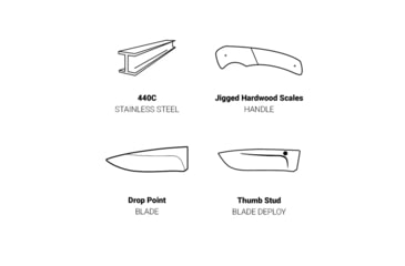 Image of Browning Hunter Folding Knife - Box, 3.5in, 440-C, Straight Back, Wood Handle, N, 3220392B