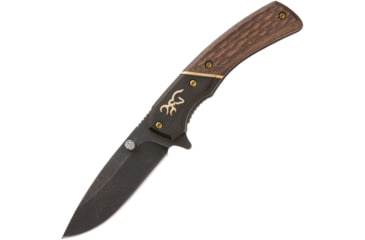 Image of Browning Hunter Linerlock Folding Knife, Two-tone finish sculpted wood handle, 3220390B
