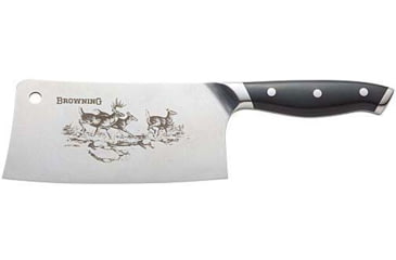 Image of Browning Large Engraved Cleaver Knife w/Deer Scene, 7in, Stainless Steel, Black Matte  Zytel Handle, 3220319