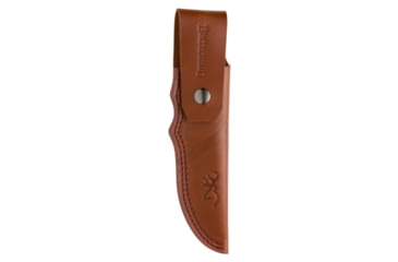 Image of Browning Large Hunter Fixed Blade Knife, 3.625in, 440-C, Drop Point, Wood Handle, Split Grain Leather, 3220397B