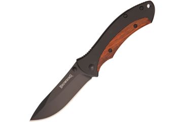 Image of Browning Linerlock Folding Knife,3.5in,Stainless Steel,Standard Edge,Drop Point,Black Synthetic Handle BR136