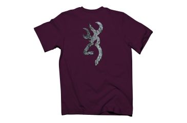 Image of Browning Mens Tree Bark Buckmark S/S Tee, Maroon, S BRD010063.062900.S