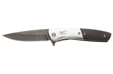 Image of Browning Nine Mile 3in Folding Knife, Drop Point, D2 Tool Steel Blade, Wood Handle, Black, 3220471