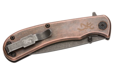 Image of Browning Rivet Folder 3in Knife, Drop Point, D2 Steel Blade, Laminate Handle, Copper, 3220473
