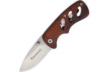 Image of Browning Small Cocobolo Linerlock Folding Knife,2in,440 Stainless Steel,Standard Edge,Drop Point,Satin,Cocobolo Wood Handle BR0097