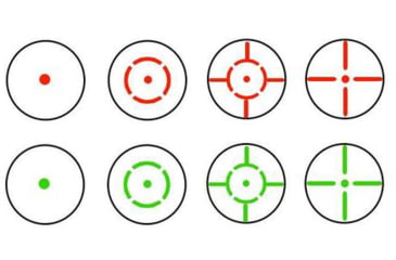 Image of BSA Optics Panoramic Red/Green Illuminated Dot Sight w/Push Button Digital Switch,4 Reticles, Black, Clam Pack DPMRGS