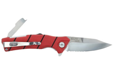 Image of Bubba Sculpin Snips Folding Knife, 2.5in, High Carbon Stainless Steel Blade, Textured G10 Scales, Red Handle, 1207202