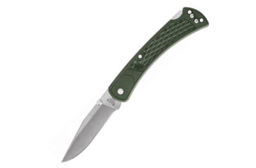 Image of Buck Knives 110 Slim Select Lockback OD Folding Knife, 3.75 stonewash finish 420HC stainless clip point , OD green checkered glass filled nylon handle, 12695