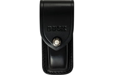 Image of Buck Knives 112 Ranger Tribute Folding Knife, 4.25in Closed, 3in, 440C, Satin Clip Point Blade, Black Micarta Handle, Leather Sheath, 13311