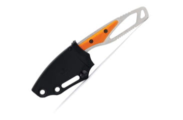 Image of Buck Knives 630 Paklite 2.0 Hide Fixed Blade Knife, 6.75in Overall, 2.75in, Stonewash 420HC Stainless Steel Blade, Drop Point Blade, Orange GFN Handle, Black Polypropylene Belt Sheath, 13499