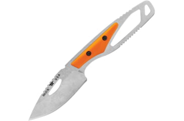 Image of Buck Knives 630 Paklite 2.0 Hide Fixed Blade Knife, 6.75in Overall, 2.75in, Stonewash 420HC Stainless Steel Blade, Drop Point Blade, Orange GFN Handle, Black Polypropylene Belt Sheath, 13499