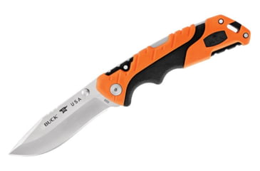 Image of Buck Knives 659 Pursuit Pro Large Folding Knife, 3.6in S35VN Satin Drop Point, Versaflex Orange/Black Handle, 12754