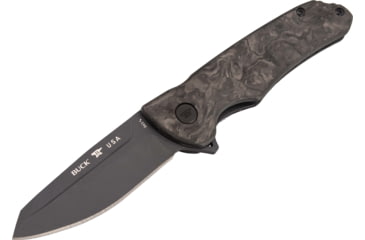 Image of Buck Knives 843 Sprint Ops Folding Knife, 4.25in Closed, 3.13in, S45VN, Black Cerakote Reverse Tanto Blade, Marbled Carbon Fiber Handle, 0843CFS