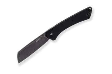 Image of Buck Knives 263 HiLine XL SW Folding Knife w/ Aluminum Bolsters, 5.13in Closed, 3.75in, D2 Tool Steel, Black Stonewash Cleaver Blade, Black Canvas Micarta Handle, 13553