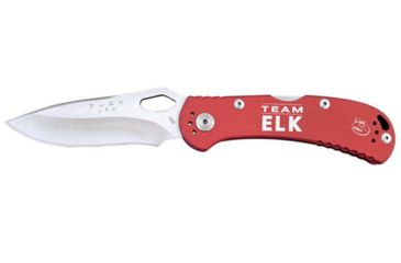 Image of Buck Knives Spitfire Red RMEF Folding Knife,3.25in,420HC Steel,Drop Point,Satin,Red,Aluminum Handle, 11290