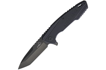 Image of BucknBear Tactical Linerlock Folding Knife, 3.5in Black Titanium Coated D2 Tool Steel Tanto Blade, Black G10 Handle, Pocket Clip, Black, 4041