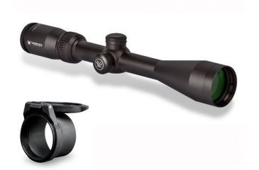 Image of Vortex Crossfire II Rifle Scope, 4-12x44mm, 1 in Tube, Second Focal Plane, Non-Illuminated V-Plex Reticle, Black Hard Anodized, w/ Vortex Defender Flip Cap, CF2-31013-KIT1