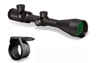 Image of Vortex Crossfire II 3-9x50 mm Rifle Scope, 1 in Tube, Second Focal Plane, Black, Hard Anodized, Red V-Brite Reticle, MOA Adjustment, w/ Vortex Defender Flip Cap, CF2-31027-KIT1