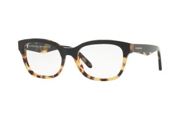 Image of Burberry BE2257F Progressive Prescription Eyeglasses 3649-53 - Top Black On Havana Frame